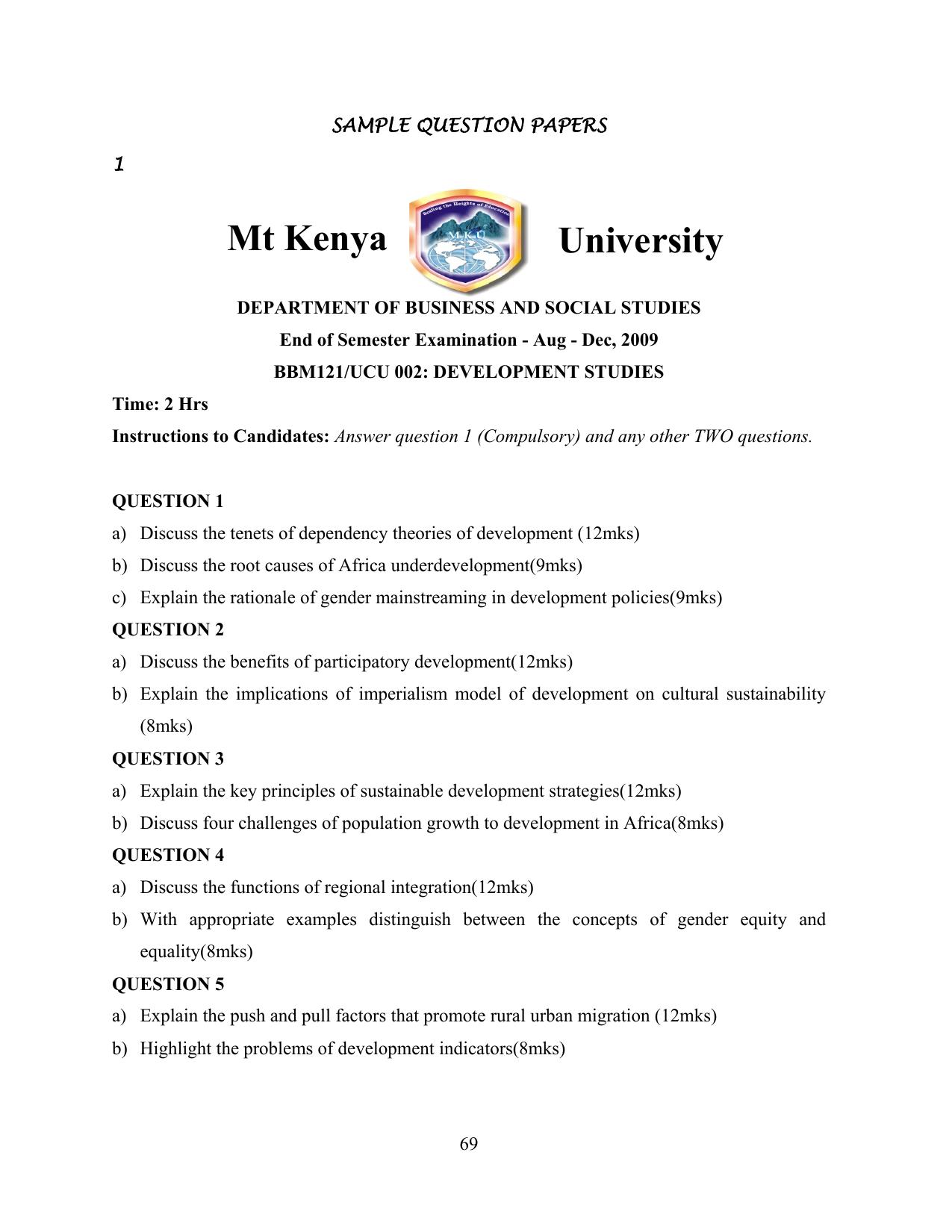 BBM Development Studies Module — page 73 of 76